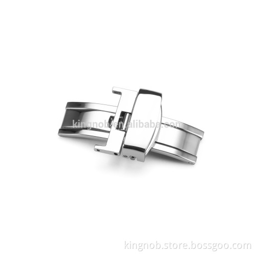 Watchband Buckle wholesale 12 14 16 18 20mm Sliver Rose Gold Double push button butterfly Clasp watch deployment clasp